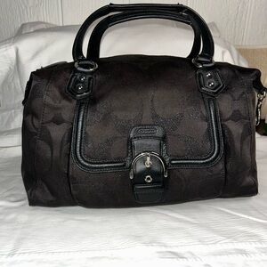 Coach Dark Brown Satchel with Black Accents